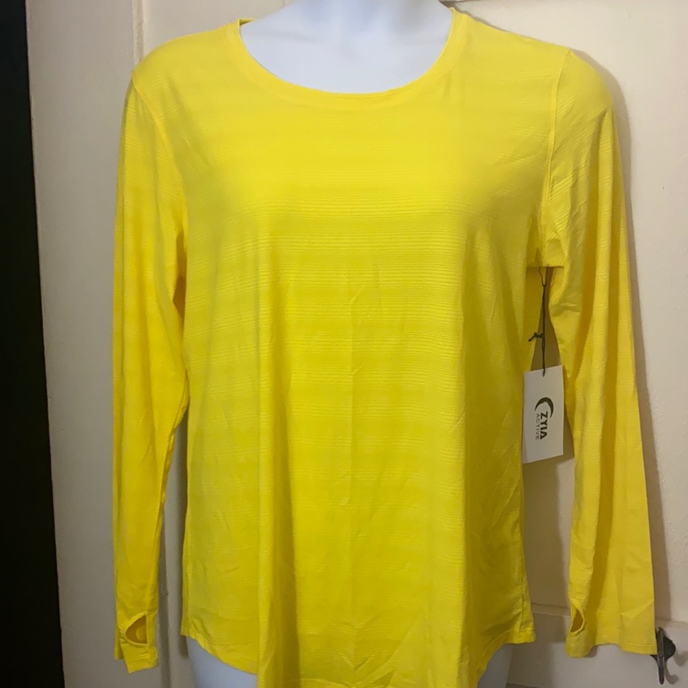 Zyia Yellow Subtle Stripe Long Sleeve T XL